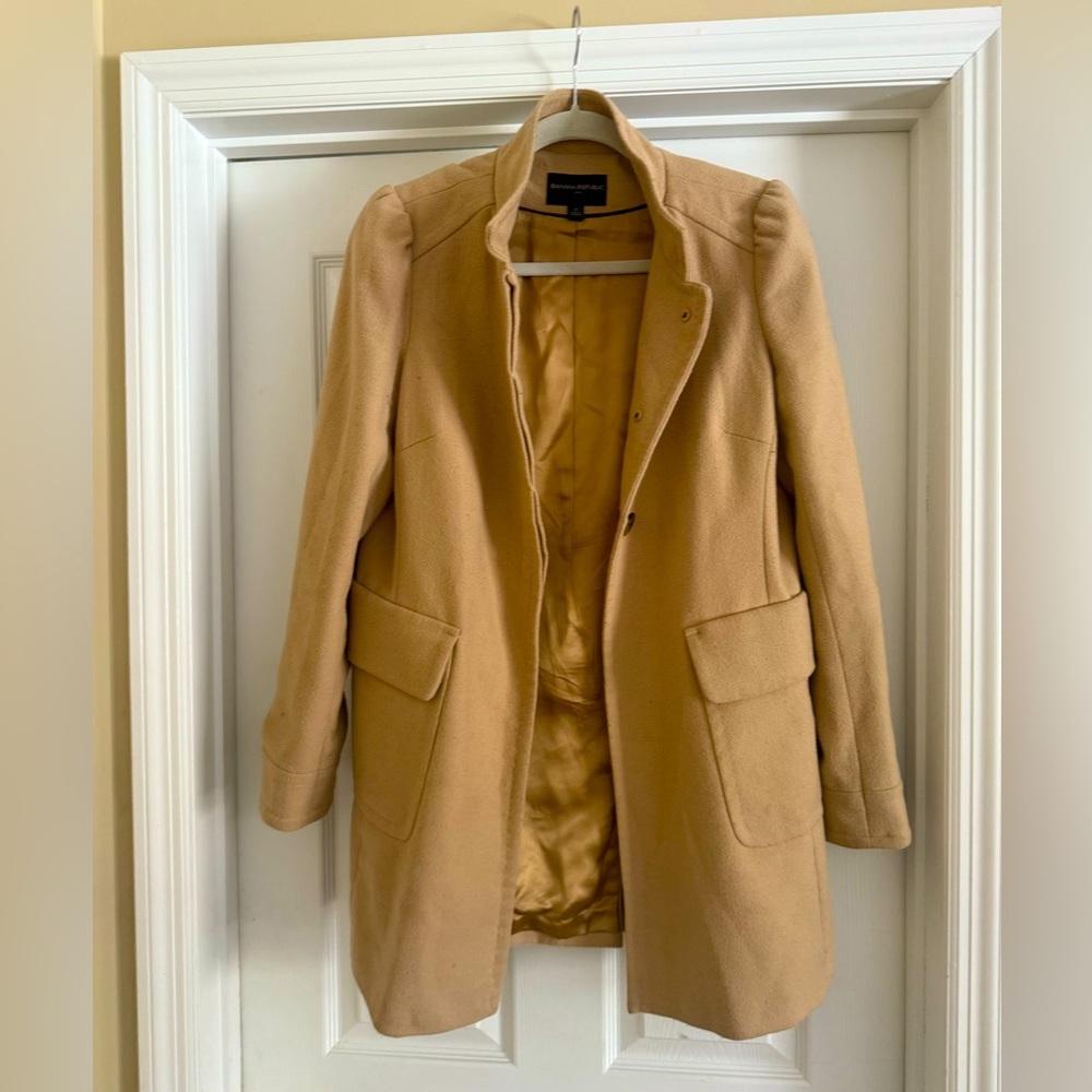 Banana republic tan down wool jacket